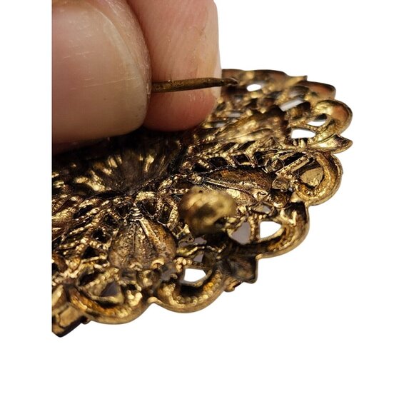 Vintage Austrian Filigree Brooch with Pink & Red Rhinestones, Signed Made in Aus - Picture 11 of 13